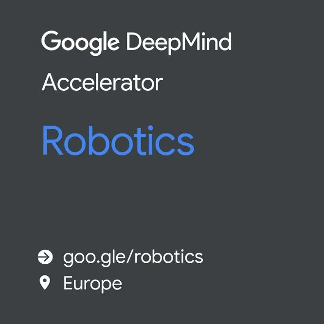 This image for Google DeepMind's Robotics Accelerator contains title and product logo