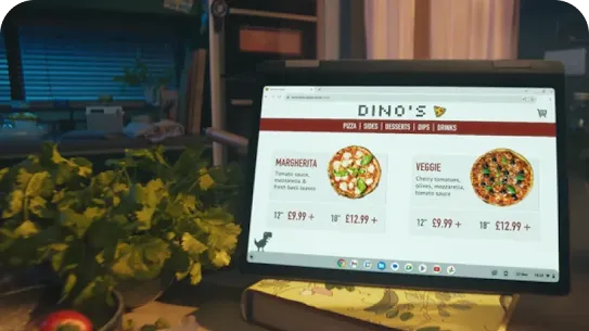 Chromebook 2 360 flip mode used for cooking