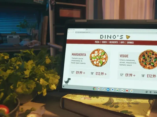 Chromebook 2 360 flip mode used for cooking