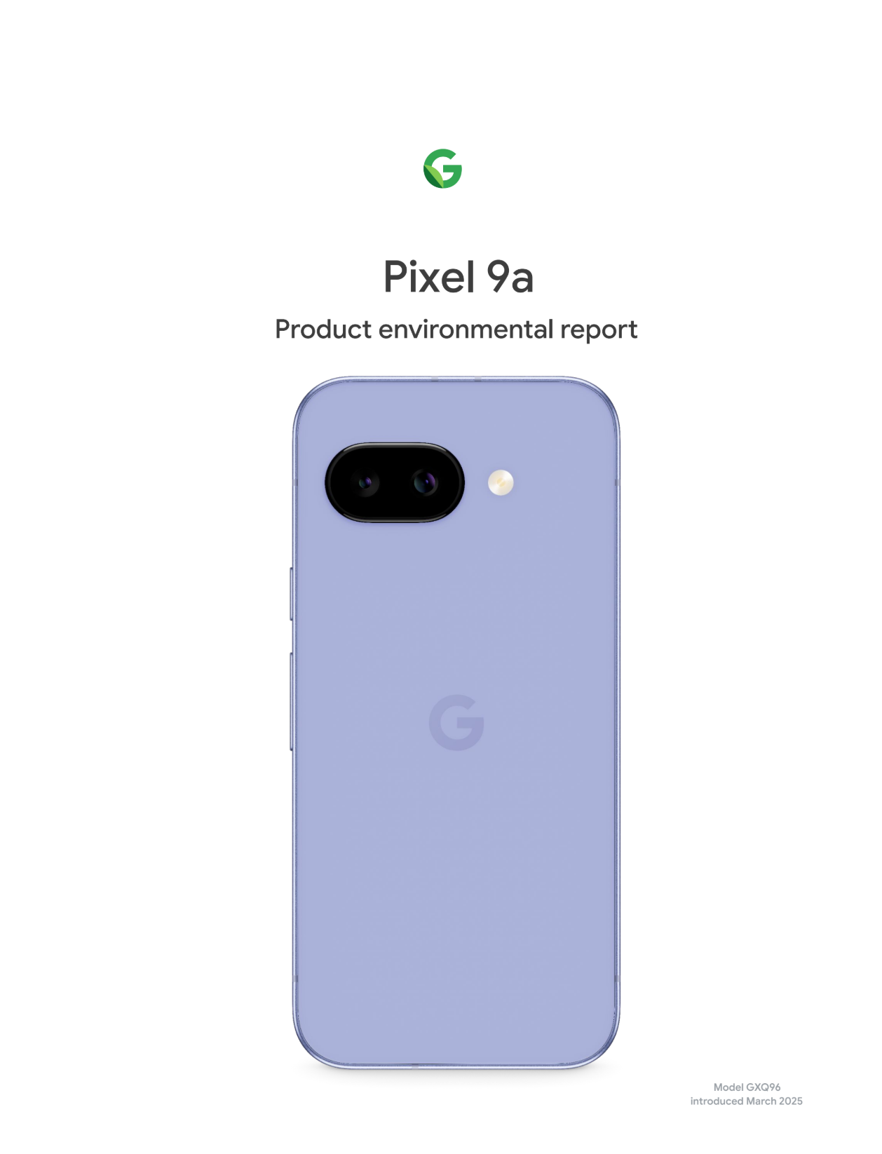 Cover image of Pixel 9a Product Environmental Report