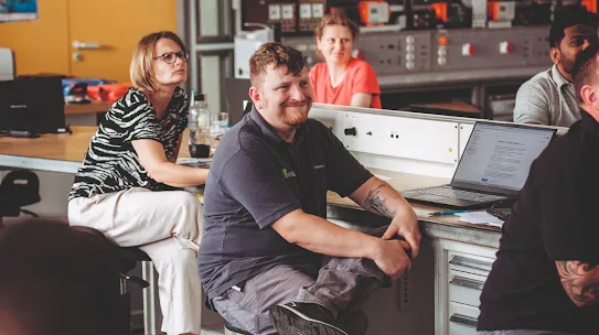 Jens Hertrampf bei der KI-Schulung in Schkopau. 