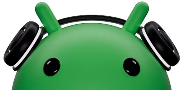 Green Android bot with headphones on.