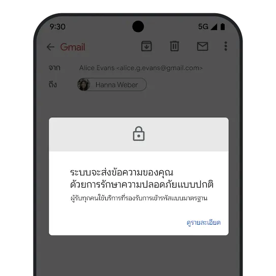 กราฟิกการเข้ารหัสอีเมลของ Gmail