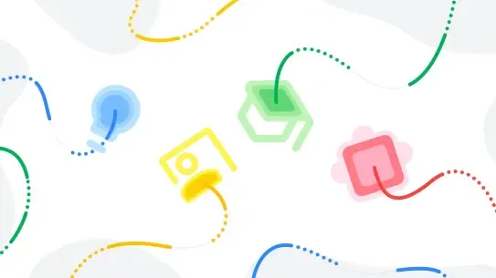 Multi-colored educational icons and graphics