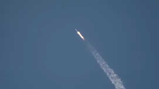 Satellite traveling across field of vision
