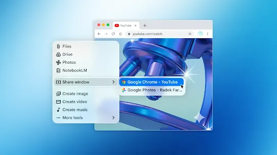 UI showing the option to 'Share window' for Gemini app on Mac 