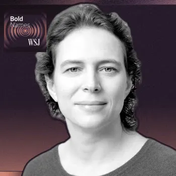 A portrait photograph of Liz Reid, VP, head of Google Search, on the latest episode of the WSJ's Bold Names podcast.