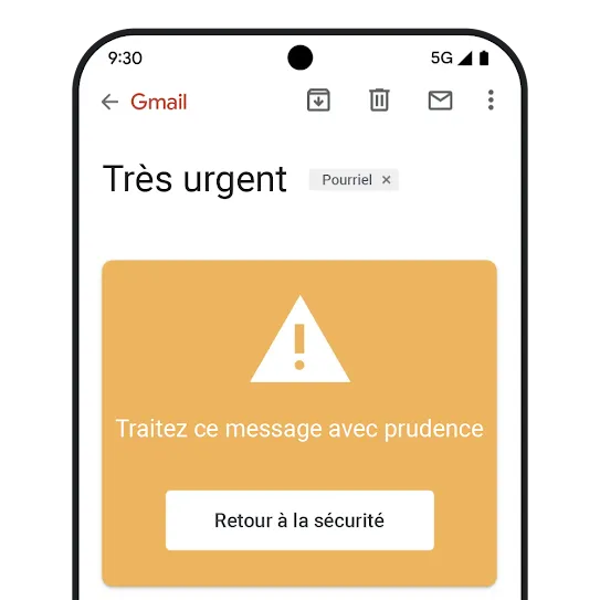 Image de cas d'hameçonnage dans Gmail