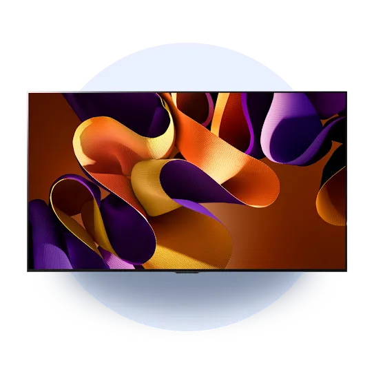 A TV with an abstract colorful image on screen.