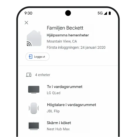 Sida för enhetsaktivitet i Google-kontot