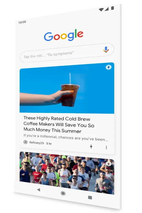 An image of the Google search landing page on a phone.