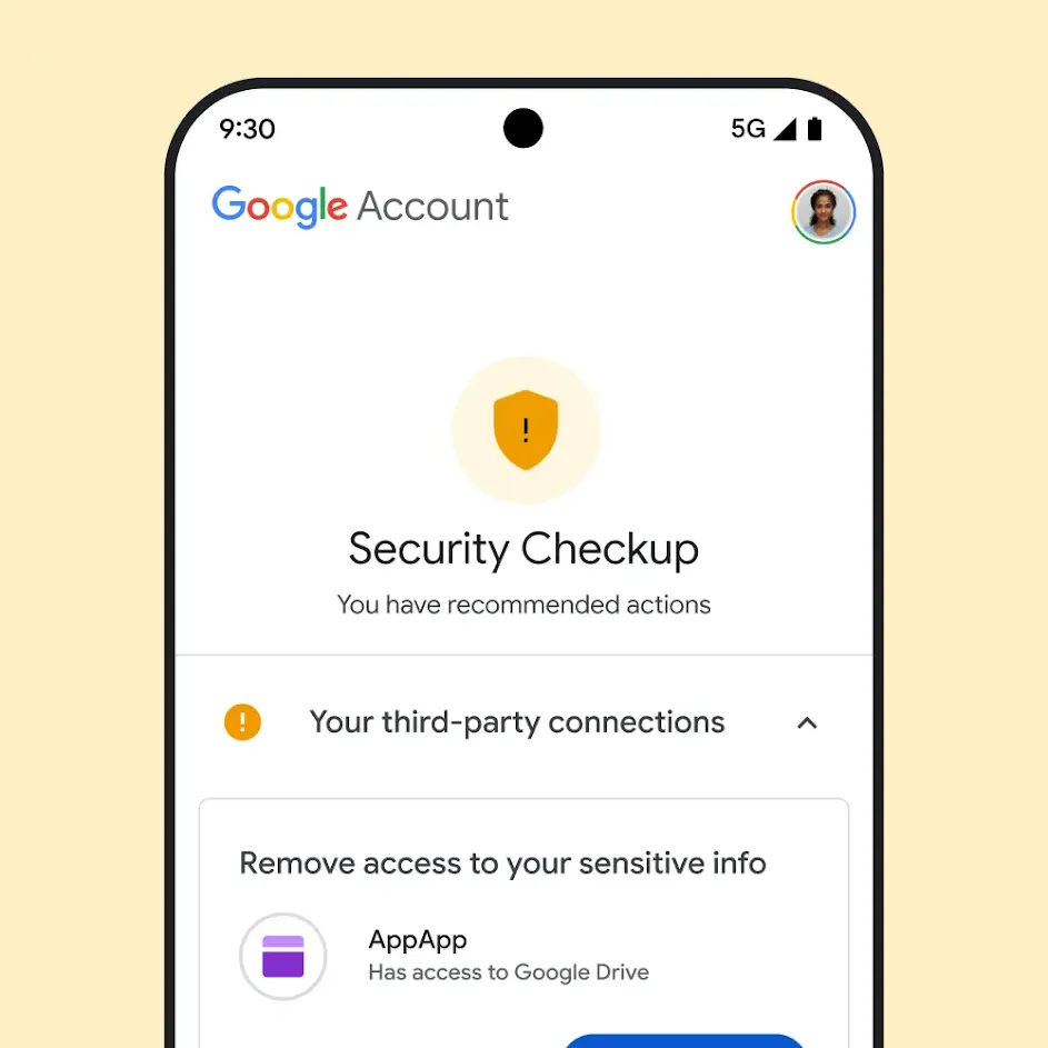 Image of Google Security Checkup UI.