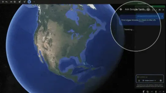 zoomed out view of earth in Google Earth AI platform