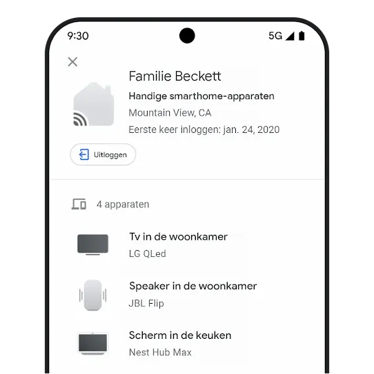 Pagina met apparaatactiviteit op een Google-account