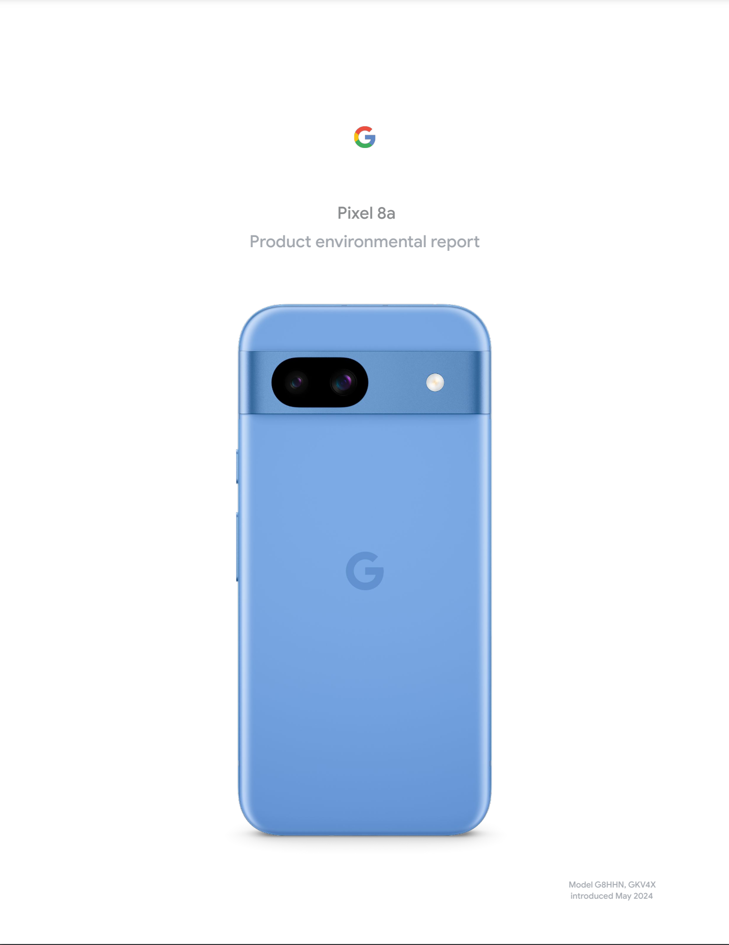 Cover Image Of Pixel 8a Product Environmental Report