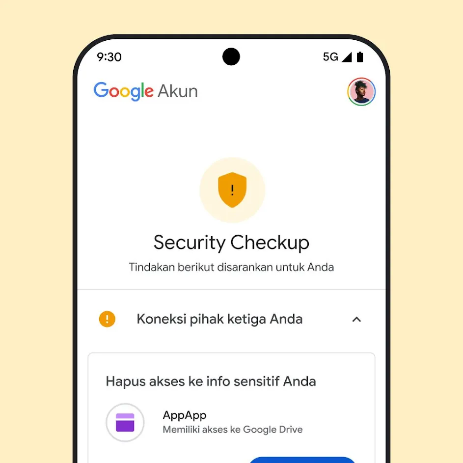 Gambar UI Pemeriksaan Keamanan Google.