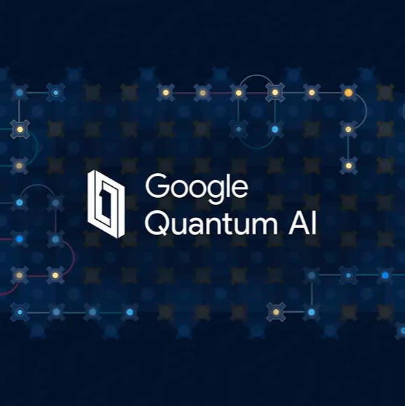An illustrated text card image with the phrase "Google Quantum AI"