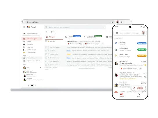 Gmail sur ordinateurs et appareils mobiles