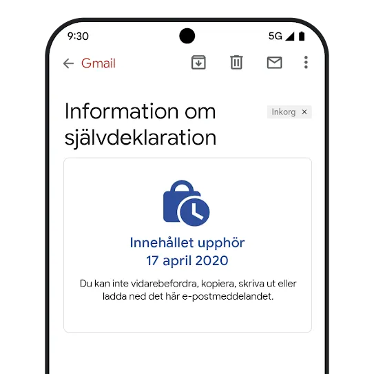Bild för utgångsdatum för meddelanden i Gmail