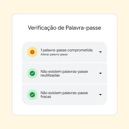 Interface da Verificação de Palavra-passe a apresentar resultados, incluindo "1 palavra-passe comprometida" e uma sugestão para alterar essa palavra-passe.
