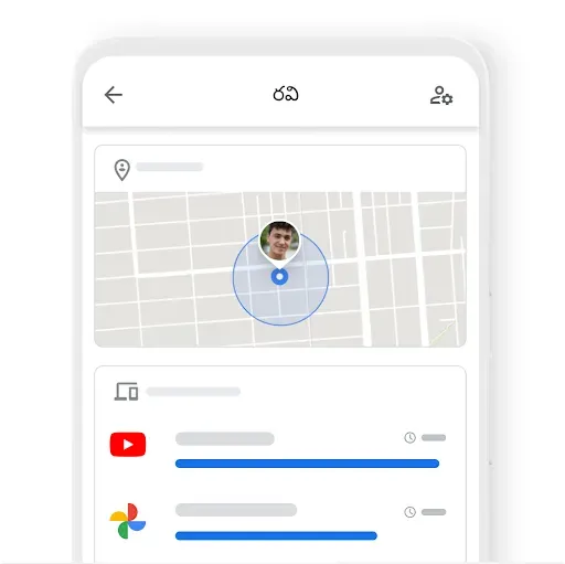 ఒక రోజున పిల్లల లొకేషన్, పరికర వినియోగ వ్యవధికి సంబంధించి పేరెంట్ వీక్షణ