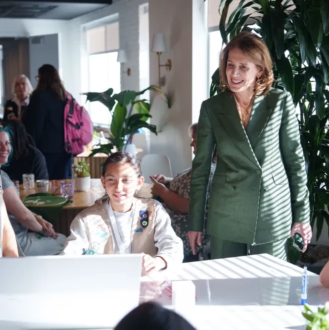 Image showing two Girl Scouts a leadership summit hosted by Google and Girl Scouts of the USA.