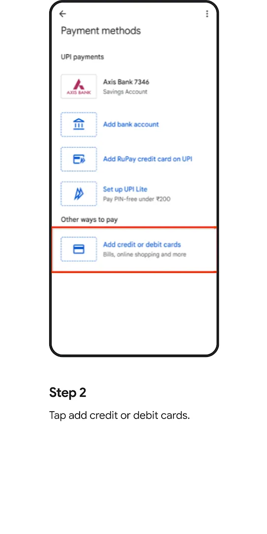 Tap to pay setup process step 2.
