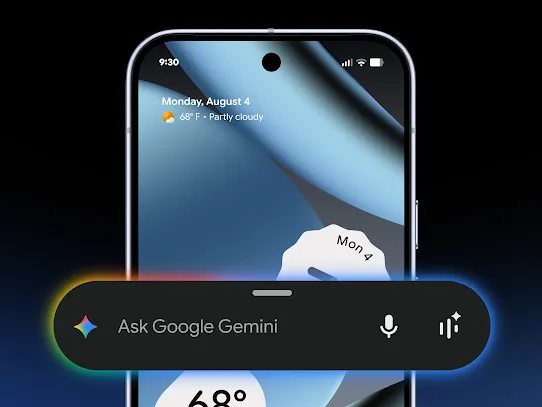A front view of an Android phone with the Gemini prompt in front of it.