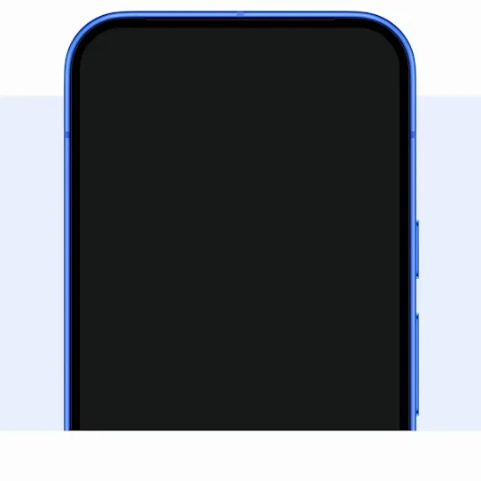 An animation shows a phone with a black screen on which prompts for copying phone data and a progress bar appear. In the background, different widgets float within the border of a light purple bar. 