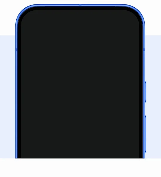 An animation shows a phone with a black screen on which prompts for copying phone data and a progress bar appear. In the background, different widgets float within the border of a light purple bar. 