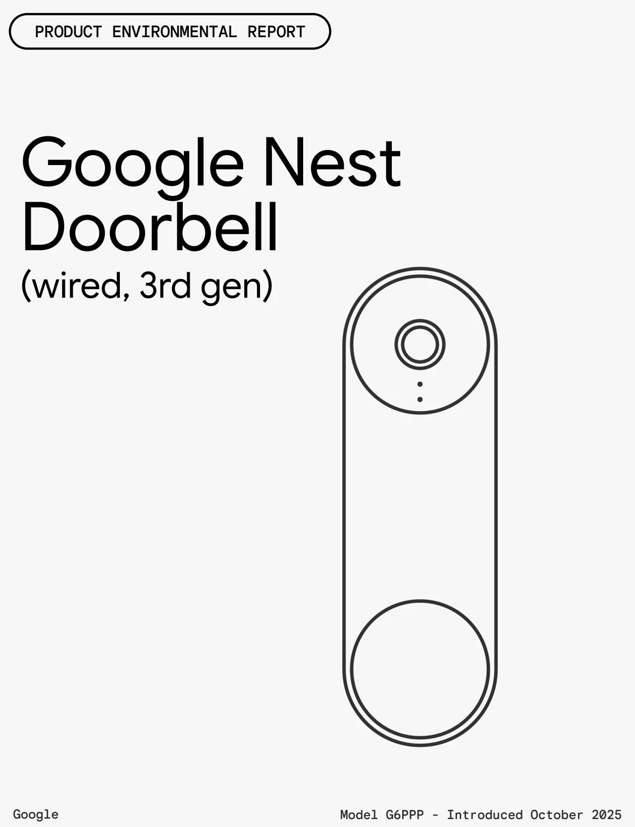Cover image of Google Nest Doorbell (wired, 3rd gen) Product Environmental Report