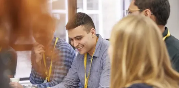 A group of people smiling