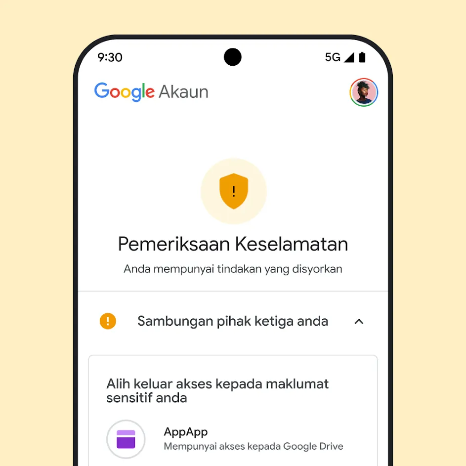 Imej UI Pemeriksaan Keselamatan Google.