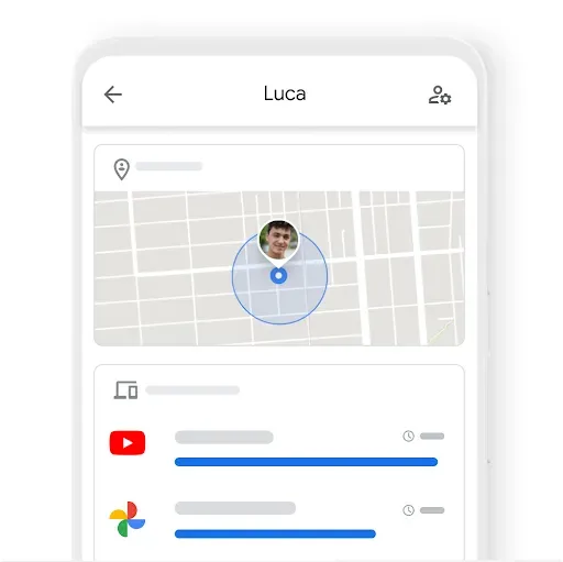 La visualizzazione di un genitore della posizione di un bambino e il tempo di utilizzo per la giornata