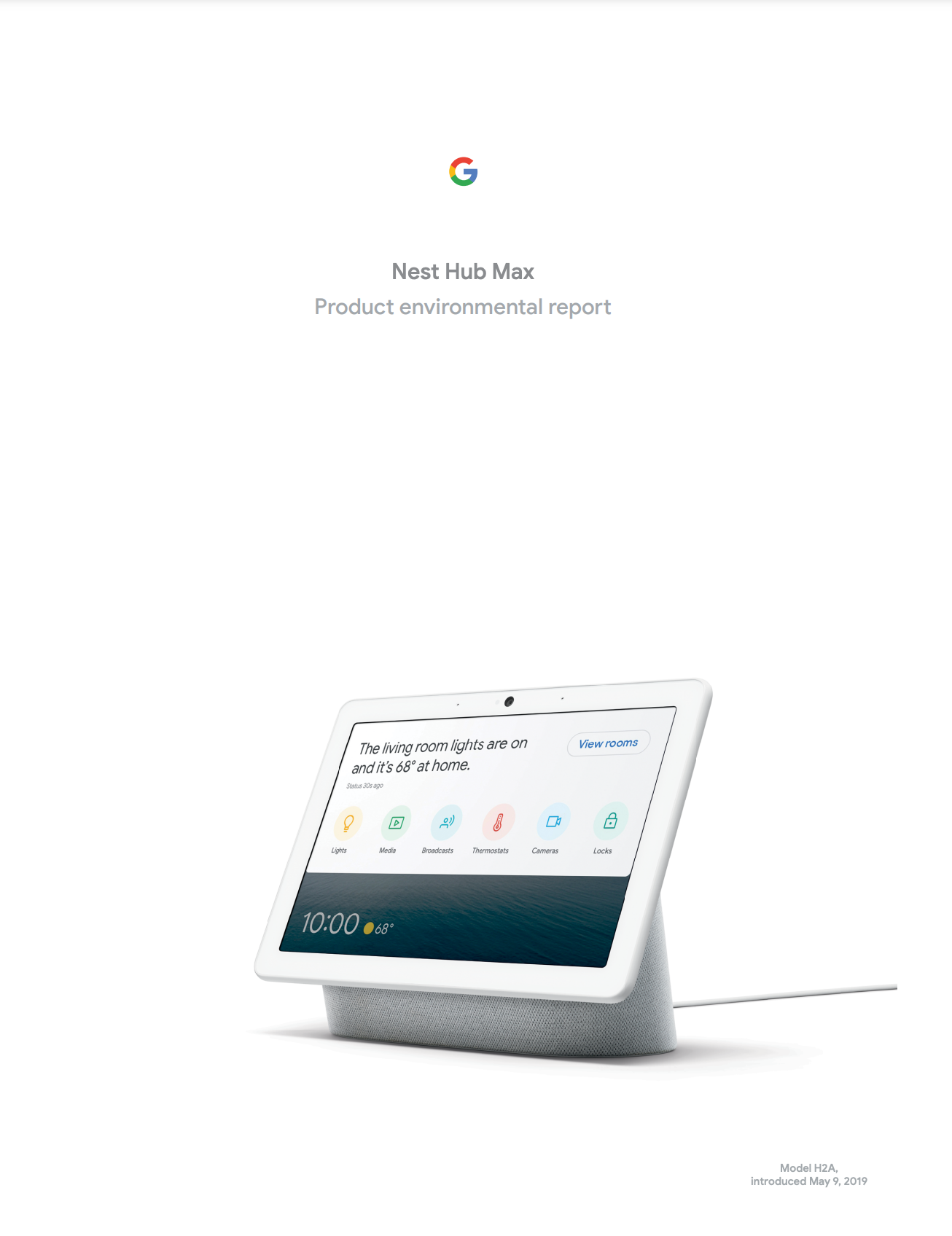 Cover image of the Nest Hub Max Product Environmental Report
