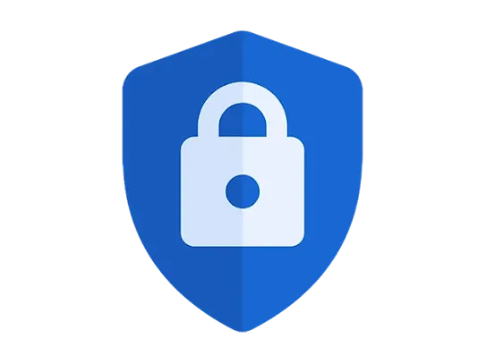 Blue shield with lock icon