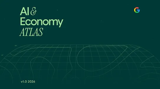 flat outline of globe with AI & Economy Atlas label