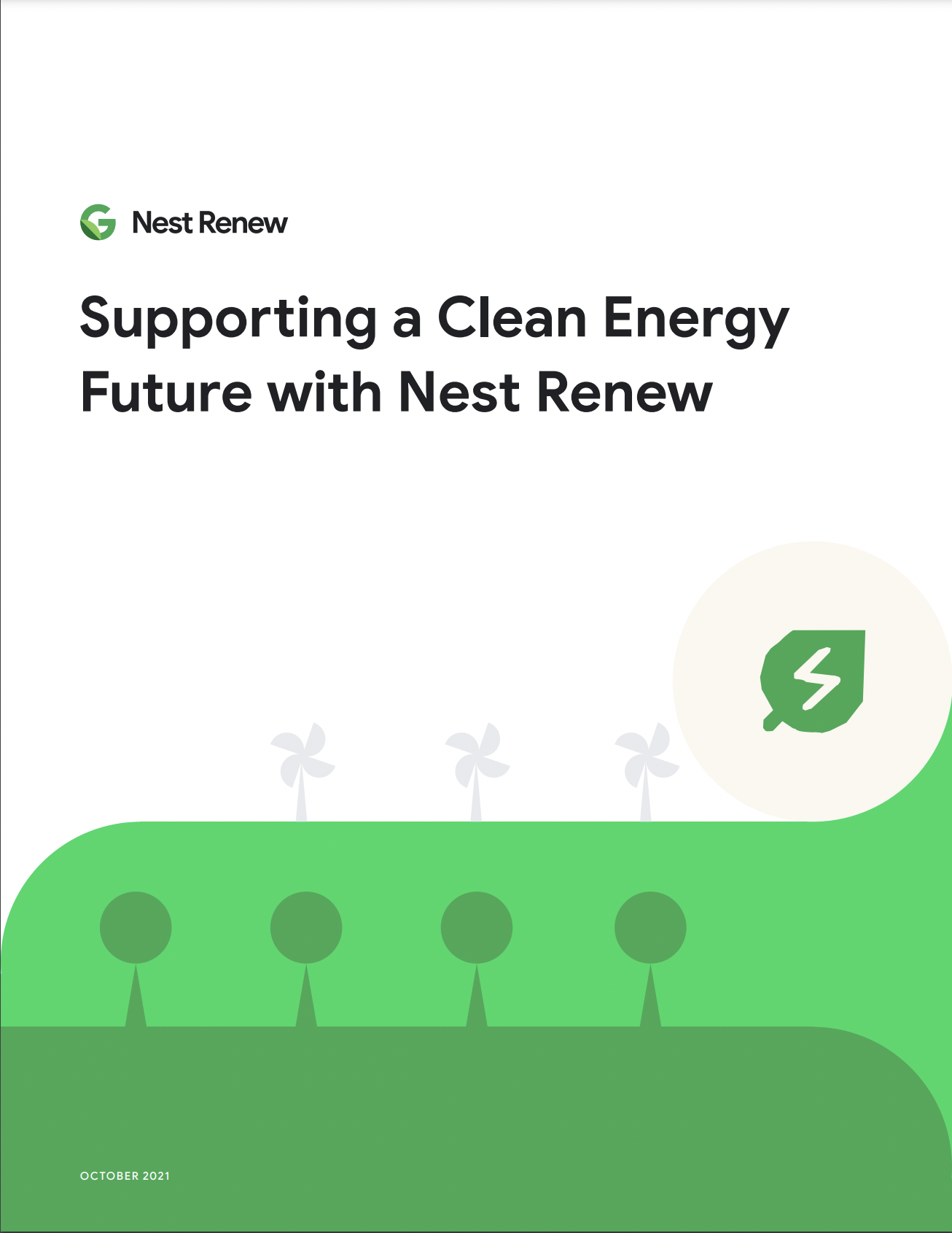 Cover image of a white paper titled: Supporting a Clean Energy Future with Nest Renew