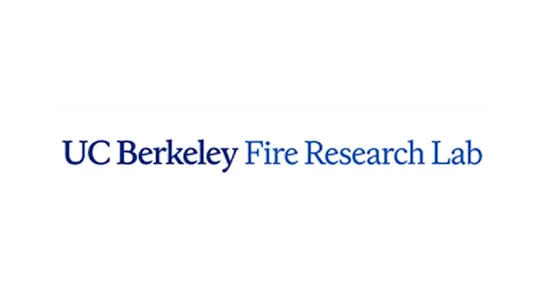 Official logo for the UC Berkeley Fire Research Lab written in dark and light blue serif text against a plain white background.