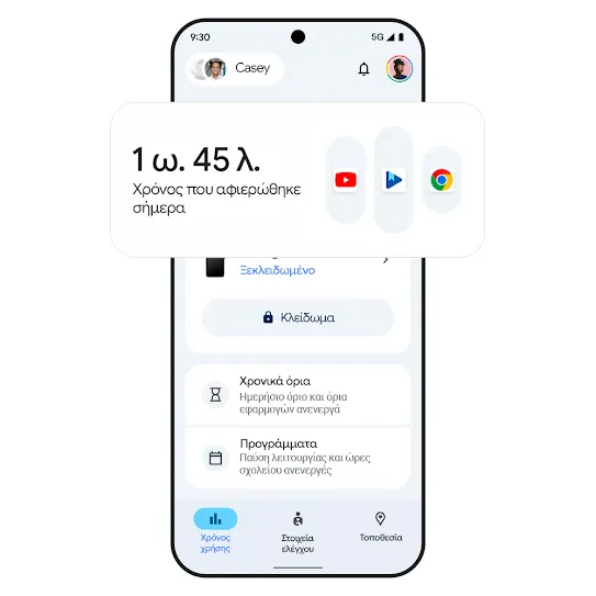 Εικόνα τηλεφώνου με αποτελέσματα χρόνου χρήσης. 