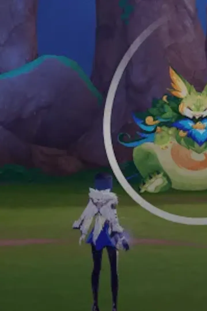 「かこって検索」のゲームヘルプ機能の動作例として、ゲーム『原神』の 1 シーンが使用されています。