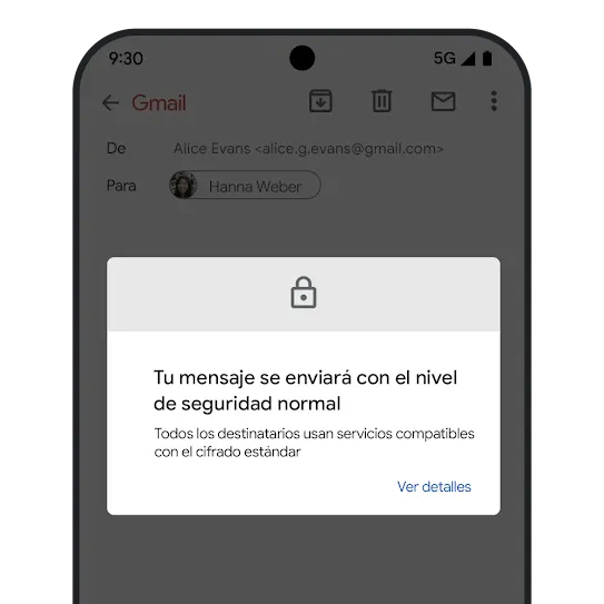 Imagen del cifrado de un correo de Gmail