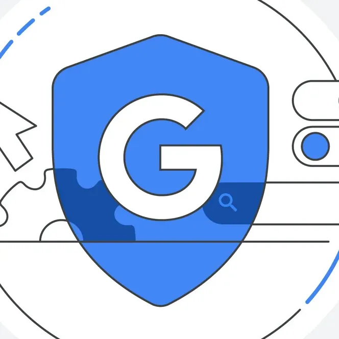 Illustation of a blue shield with a large white letter G in the middle