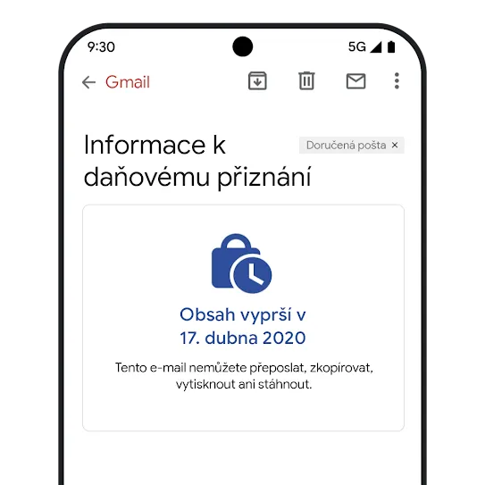 Grafika k expiraci zpráv v Gmailu