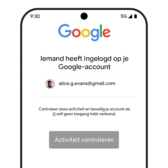 Afbeelding van accountbeveiliging in Gmail