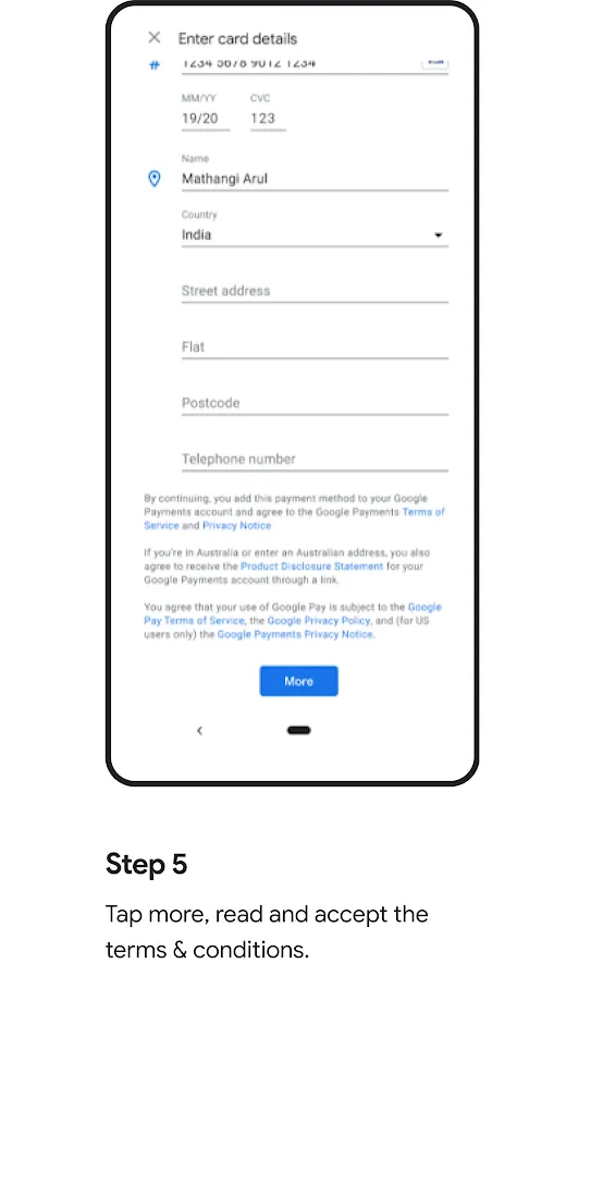 Tap to pay setup process step 5.
