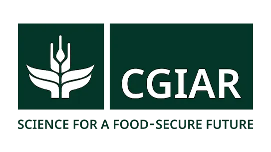 Official CGIAR logo featuring a stylized white plant emblem above bold CGIAR text centered on a green background, with the text "Science for a Food Secure Future" beneath