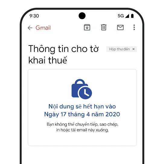 Hình ảnh minh hoạ thư hết hạn trong Gmail