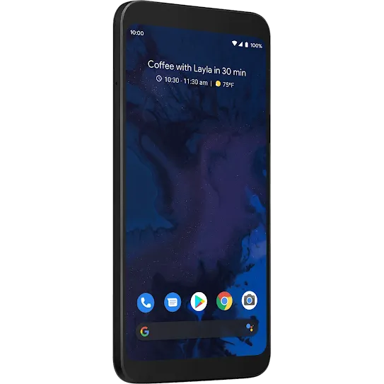 Phone screen with an alert about a coffee date happening in 30 minutes.