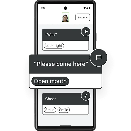 Android screen with a small icon of a persons face at the top center